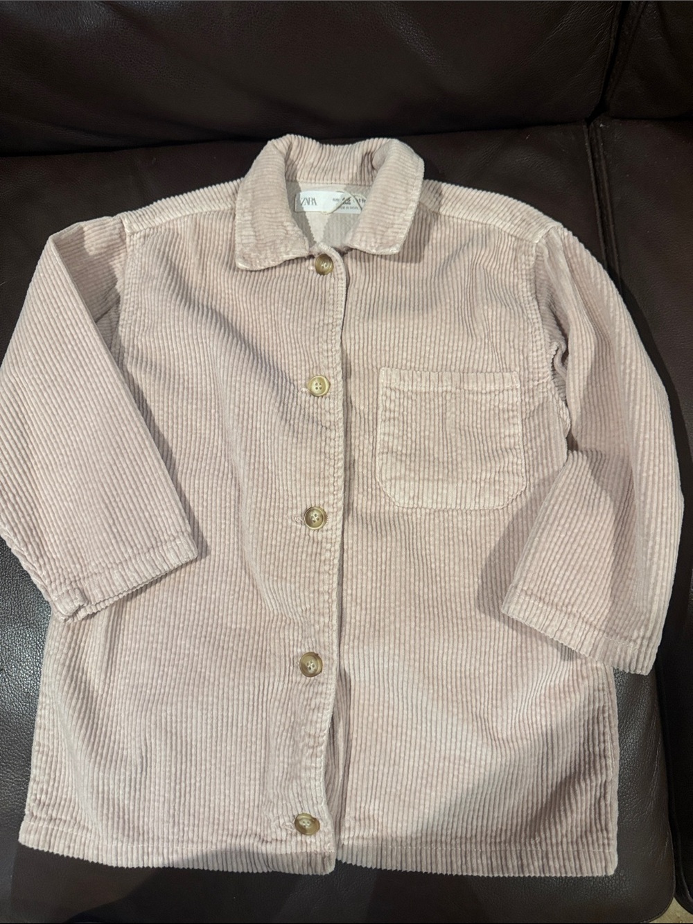 Zara Pink Corduroy Button-Front Kids Jacket 2 for 25$